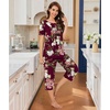 image:imageBestbee Pajamas for Women Set 2 Piece Outfits Soft Sleepwear Ladies Pj SetsFloral Wine