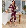image:imageBestbee Pajamas for Women Set 2 Piece Outfits Soft Sleepwear Ladies Pj SetsFloral Wine