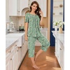 image:imageBestbee Pajamas for Women Set 2 Piece Outfits Soft Sleepwear Ladies Pj SetsGreen Flowers