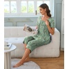 image:imageBestbee Pajamas for Women Set 2 Piece Outfits Soft Sleepwear Ladies Pj SetsGreen Flowers