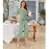 image:imageBestbee Pajamas for Women Set 2 Piece Outfits Soft Sleepwear Ladies Pj SetsGreen Flowers