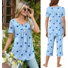 image:imageBestbee Pajamas for Women Set 2 Piece Outfits Soft Sleepwear Ladies Pj SetsMoon Planetblue