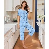 image:imageBestbee Pajamas for Women Set 2 Piece Outfits Soft Sleepwear Ladies Pj SetsMoon Planetblue