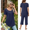 image:imageBestbee Pajamas for Women Set 2 Piece Outfits Soft Sleepwear Ladies Pj SetsNavy Blue
