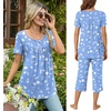 image:imageBestbee Pajamas for Women Set 2 Piece Outfits Soft Sleepwear Ladies Pj SetsOcean Patternblue