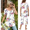 image:imageBestbee Pajamas for Women Set 2 Piece Outfits Soft Sleepwear Ladies Pj SetsPink Flowerwhite