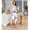 image:imageBestbee Pajamas for Women Set 2 Piece Outfits Soft Sleepwear Ladies Pj SetsPink Flowerwhite