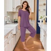 image:imageBestbee Pajamas for Women Set 2 Piece Outfits Soft Sleepwear Ladies Pj SetsPurple Red