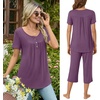 image:imageBestbee Pajamas for Women Set 2 Piece Outfits Soft Sleepwear Ladies Pj SetsPurple Red