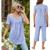 image:imageBestbee Pajamas for Women Set 2 Piece Outfits Soft Sleepwear Ladies Pj SetsSpotted Blue