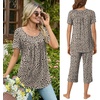image:imageBestbee Pajamas for Women Set 2 Piece Outfits Soft Sleepwear Ladies Pj SetsSpotted Brown