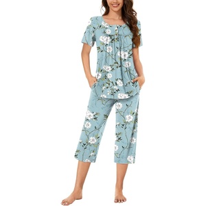 image:imageBestbee Pajamas for Women Set 2 Piece Outfits Soft Sleepwear Ladies Pj SetsBegonia Grayish Blue