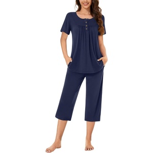 image:imageBestbee Pajamas for Women Set 2 Piece Outfits Soft Sleepwear Ladies Pj SetsNavy Blue