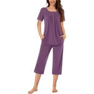 image:imageBestbee Pajamas for Women Set 2 Piece Outfits Soft Sleepwear Ladies Pj SetsPurple Red