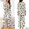 image:imageBestbee Womens Pajama Sets 2 Piece Fall Lounge Outfits Ladies Pj SetsBlack Floral Beige