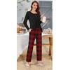 image:imageBestbee Womens Pajama Sets 2 Piece Fall Lounge Outfits Ladies Pj SetsBlackRed Plaid