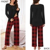 image:imageBestbee Womens Pajama Sets 2 Piece Fall Lounge Outfits Ladies Pj SetsBlackRed Plaid