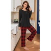 image:imageBestbee Womens Pajama Sets 2 Piece Fall Lounge Outfits Ladies Pj SetsBlackRed Plaid