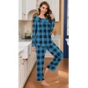 image:imageBestbee Womens Pajama Sets 2 Piece Fall Lounge Outfits Ladies Pj SetsBlue Plaid