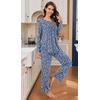 image:imageBestbee Womens Pajama Sets 2 Piece Fall Lounge Outfits Ladies Pj SetsSpotted Navy Blue