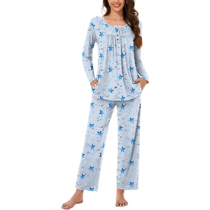image:imageBestbee Womens Pajama Sets 2 Piece Fall Lounge Outfits Ladies Pj SetsStar Moongrey