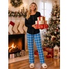image:imageBestbee Womens Pajama Sets 2 Piece Fall Lounge Outfits Ladies Pj SetsBlackBlue Mix Plaid