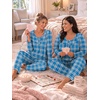 image:imageBestbee Womens Pajama Sets 2 Piece Fall Lounge Outfits Ladies Pj SetsBlue Mix Plaid