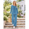image:imageBestbee Womens Pajama Sets 2 Piece Fall Lounge Outfits Ladies Pj SetsBlue Mix Plaid