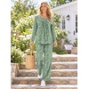 image:imageBestbee Womens Pajama Sets 2 Piece Fall Lounge Outfits Ladies Pj SetsGreen Flowers