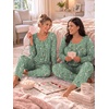 image:imageBestbee Womens Pajama Sets 2 Piece Fall Lounge Outfits Ladies Pj SetsGreen Flowers