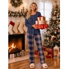 image:imageBestbee Womens Pajama Sets 2 Piece Fall Lounge Outfits Ladies Pj SetsNavyBrownblue Plaid