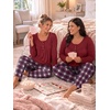 image:imageBestbee Womens Pajama Sets 2 Piece Fall Lounge Outfits Ladies Pj SetsWineRedblue Plaid