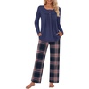 image:imageBestbee Womens Pajama Sets 2 Piece Fall Lounge Outfits Ladies Pj SetsNavyBrownblue Plaid