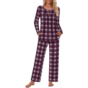 image:imageBestbee Womens Pajama Sets 2 Piece Fall Lounge Outfits Ladies Pj SetsRedblue Plaid